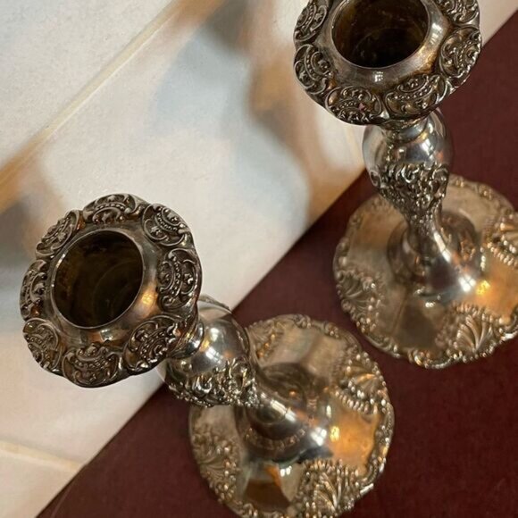 GODINGER vintage silver plate candlesticks pair - Picture 6 of 9